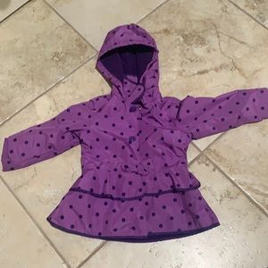 London fog purple polka dot rain coat lined with fleece